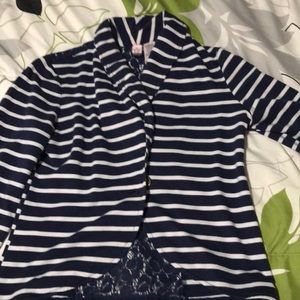 Blue and white striped blazer